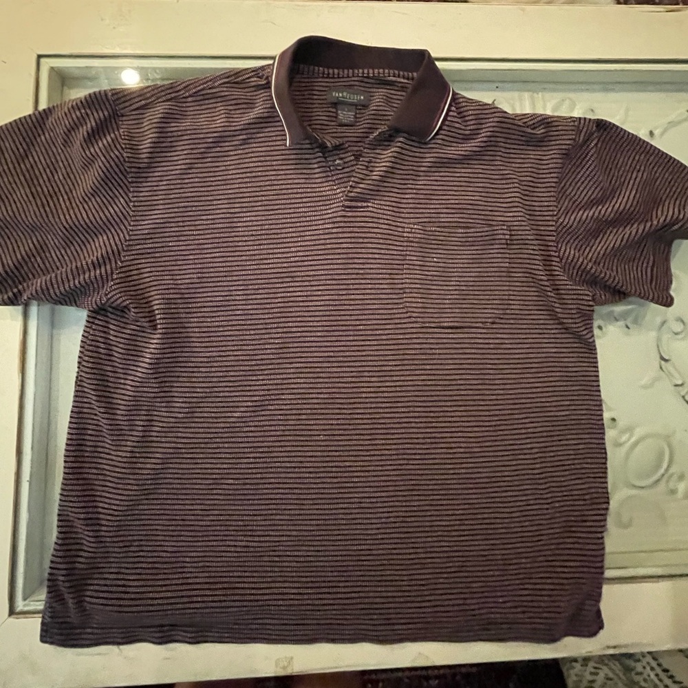 Men's Striped Polo Shirt - Maroon